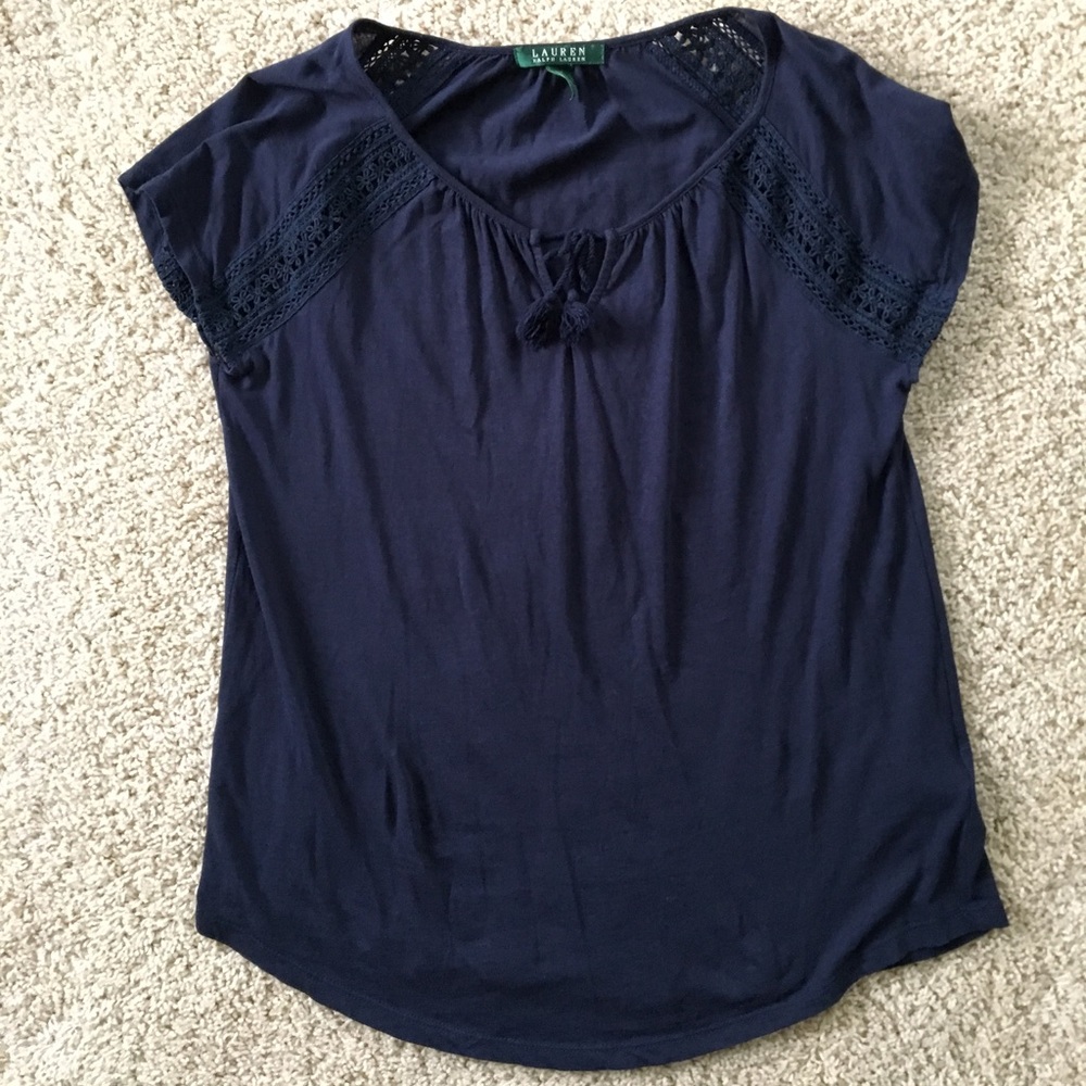 Ralph Lauren size Medium navy tee with lace